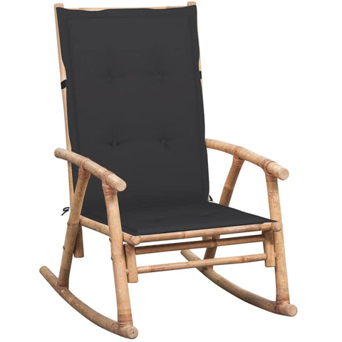 vidaXL Stylish Bamboo Rocking Chair with Cushions for Indoor/Outdoor Relaxation UV Resistant Waterproof and Comfortable Seating Rustic Design Adults Outdoor Indoor Chairs Patio Garden