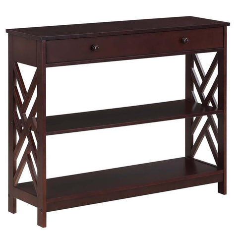 Convenience Concepts Titan 1-Drawer Console Table with Shelves, Brown
