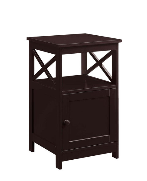 Convenience Concepts Oxford End Table with Storage Cabinet and Shelf, Espresso