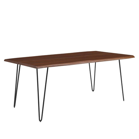 Modway Ardor 74" Live Edge Acacia Wood Rectangular Dining Table in Black Walnut