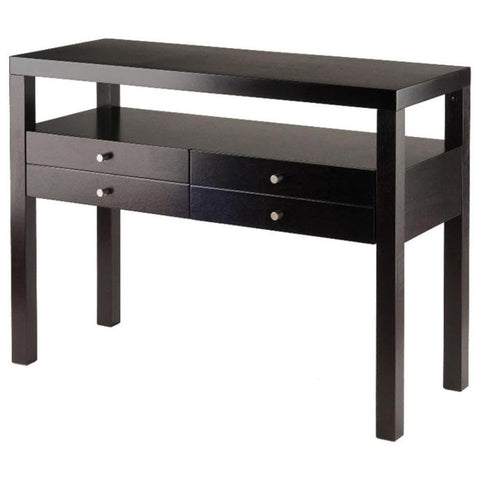 Oakestry Copenhagen Console Table for Entryways Hallways or Living Rooms Stylish Design with Ample Storage Space for Keys Mail and Small Accessories Sturdy Wood Construction with Rich Espresso Finish
