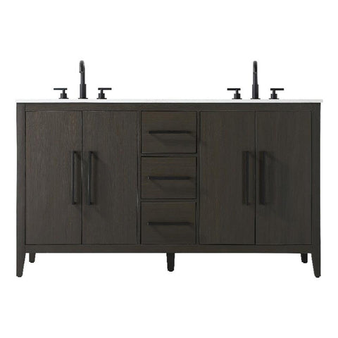 Elegant Kitchen and Bath 60" Double Bathroom Vanity in Mocha Brown