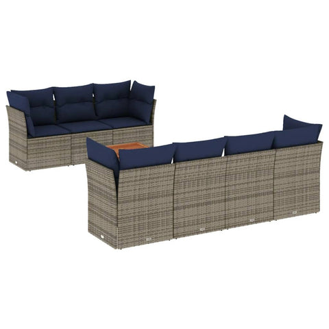 vidaXL Patio Sofa Set with Cushions 8 Piece, Outdoor Conversation Set, Patio Furniture Set for Balcony Garden, Modern Style, Gray Poly Rattan