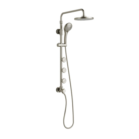 Lanikai Rain Shower Head with Handheld Spray Combo - 1028-BN, Brushed Nickel - 8" Rain Showerhead with Handheld Sprayer, 3 Spray Jets, 5-Function Rainfall Shower Head with Hose, 2.5 GPM