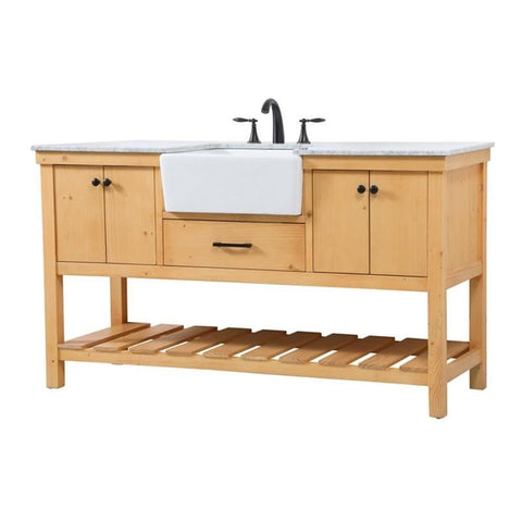 Elegant Decor Clement 60" Aluminum MDF Single Bathroom Vanity in Natural Wood