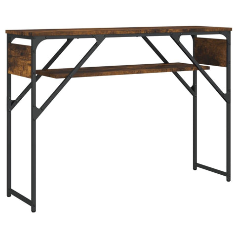 vidaXL Smoked Oak Console Table - Engineered Wood with Metal Frame, Adjustable Feet, Storage Shelf for Living Room/Hallway
