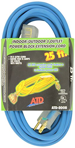 ATD Tools 8008 25' 3-Wire Power Block Extension Cord