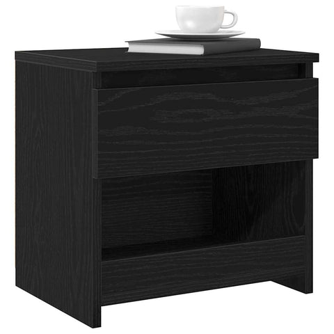 vidaXL Bedside Cabinet 2 pcs Black Oak 15.75 x 11.81 x 15.35 in, Chic Nightstand Table, Rustic Vibes, Compact Bedside Storage, Functional Indoor Organizer, Modern Decor Piece