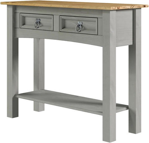 OS Home and Office Furniture Model COG934 Cottage Series Solid Wood Two Drawer Hall Table in Corona Gray