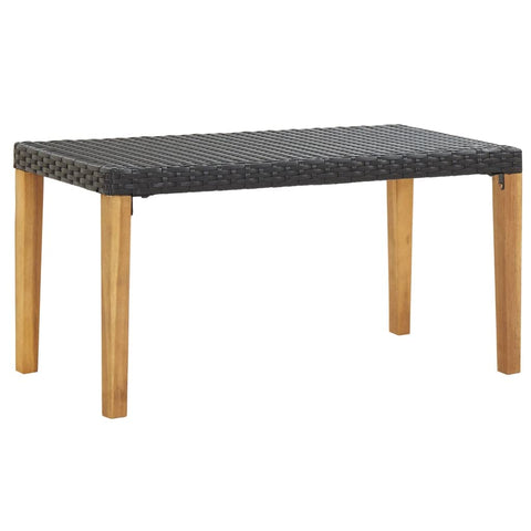 vidaXL Patio Bench - Outdoor Seating with Style and Convenience - Black Poly Rattan and Solid Acacia Wood - Weather-Resistant and Easy to Clean - 47.2"