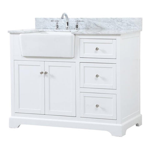 Elegant Decor Franklin 42" MDF Single Bathroom Vanity with Backsplash in White