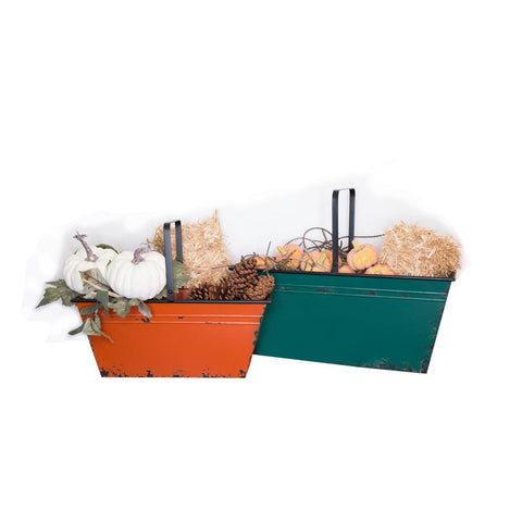 TX USA Corporation Household, Plants, Gardening Storage Rustic Metal Harvest Gathering Bins - Set of 2