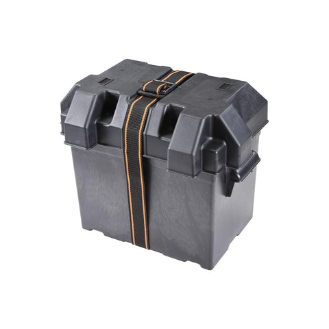 Arcon Battery Container 13228, Fits 6 Volt Golf Cart Battery, Strap Style Box, Black, Polypropylene, Vented, with Box/Lid/Strap/Mounting Brackets/Stainless Screws