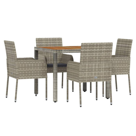vidaXL Patio Dining Set 5 Piece, Outdoor Rattan Wicker Table and Chair Set with Cushions, Patio Conversation Set for Garden Porch, Gray Poly Rattan