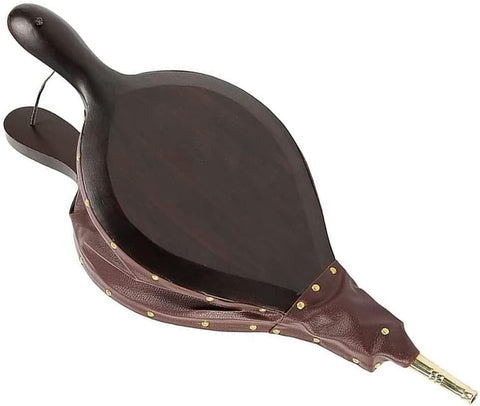 Oakestry Shaker Fireplace Bellow Made from Mango Wood with Faux Leather Strap for Hanging Fireplace décor, Brown, 9" W x 19" H