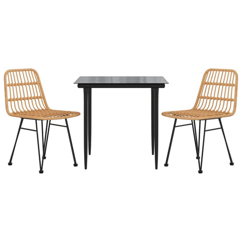 vidaXL Garden Dining Set Black Steel, polyethylene, Tempered Glass