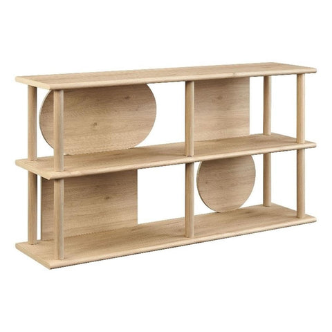 Modway Zadie 55 Inch Modern Console Table in Light Oak – Entryway Table with Geometric Back Panels and Three Open Display Shelves, Accent Furniture for Hallway or Living Room