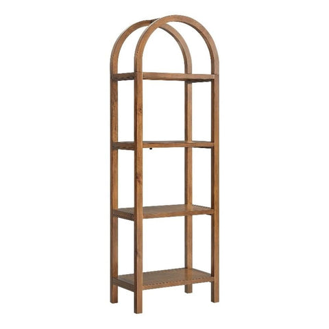 Modway Vexley 72 Inch Tall Narrow Arched Bookshelf in Walnut – Modern Pine and Acacia Wood Open Display Bookcase for Living Room, Office, Reading Nook
