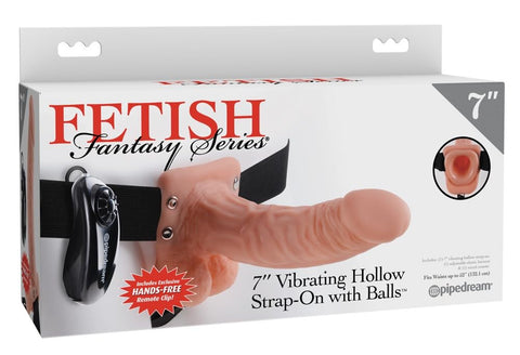 Pipedream Products Fetish Fantasy Series Vibrating Hollow Strap On with Balls, Flesh, 7 Inch, 13.3 Ounce