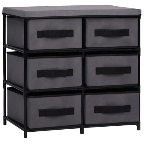 vidaXL Storage Cabinet with 6 Drawers - Modern and Durable Gray Steel and Fabric Design, Multi-purpose Use for Living Area, Lounge Room, or Bedroom Storage