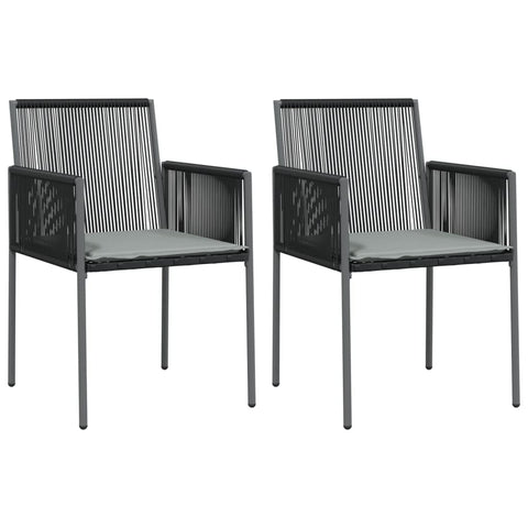 vidaXL - Set of 2 Black Patio Chairs with Cushions, Durable Poly Rattan Garden Furniture, Stylish and Comfortable, Modern Outdoor Seating