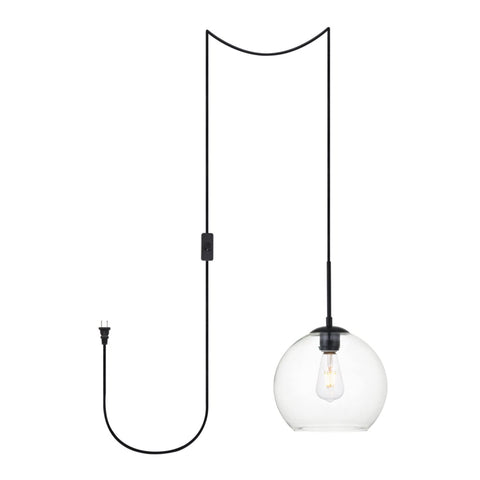 Living District Baxter 1-Light Mid-Century Metal Pendant in Black Finish
