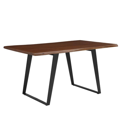 Modway Viggo 60" Live Edge Acacia Wood Rectangular Dining Table in Black Walnut