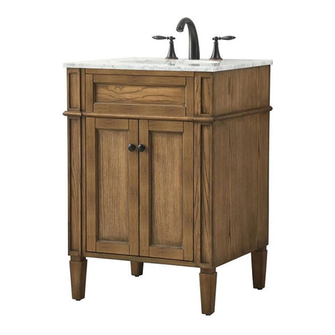 Elegant Decor Park Avenue 24" Aluminum MDF Single Bathroom Vanity in Driftwood