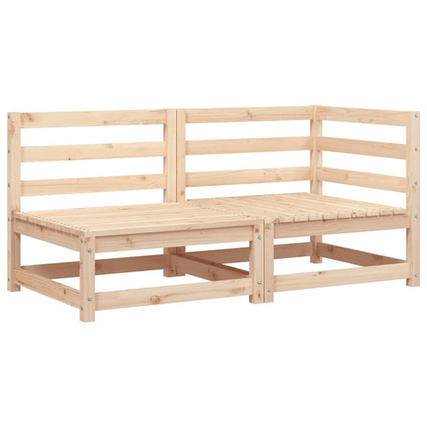 vidaXL Patio Sofa 3-Seater - Outdoor Sectional Couch - Solid Pine Wood Furniture for Garden, Patio, Deck - Modular Design, Slatted Water-Resistant, Comfortable Seating - Brown Natural Pine, 82