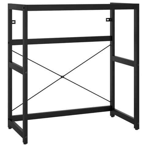 vidaXL Black Iron Bathroom Console - Durable Washbasin Frame | Stand Furniture for Modern Restroom | Powder-Coated for Weather Resistance | Towel Storage, Easy Clean | 31.1"x15"x32.7"