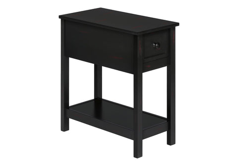 Monarch Specialties 3961, 2 Tier, Lamp, Nightstand, Side, Narrow, Small, Storage Drawer Accent 24" H Black Veneer End Table, 11.75" L x 21.75" W x 24.25" H