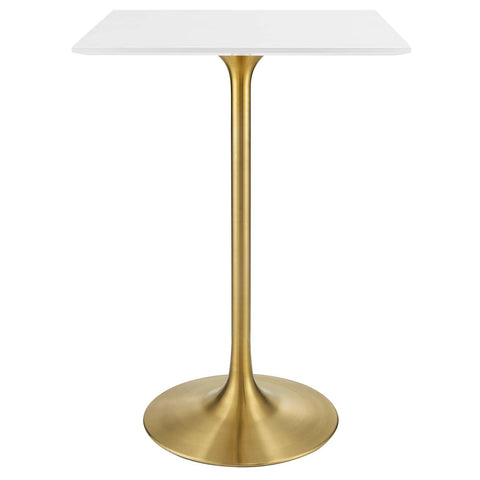 Lippa 28 Square Wood Top Bar Table Gold White
