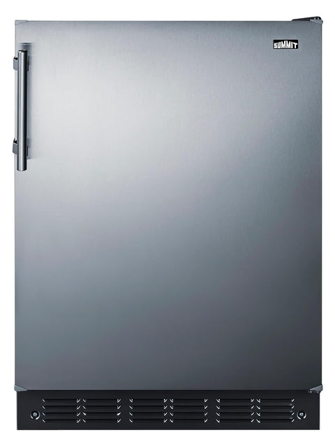 Summit CT66BK2SSADA 24” Wide ADA Under Counter Refrigerator-Freezer 4.9 cu.ft. Made in Europe with Automatic Defrost Operation, Reversible Stainless-Steel Door, Black interior (ADA Right Hand Door)