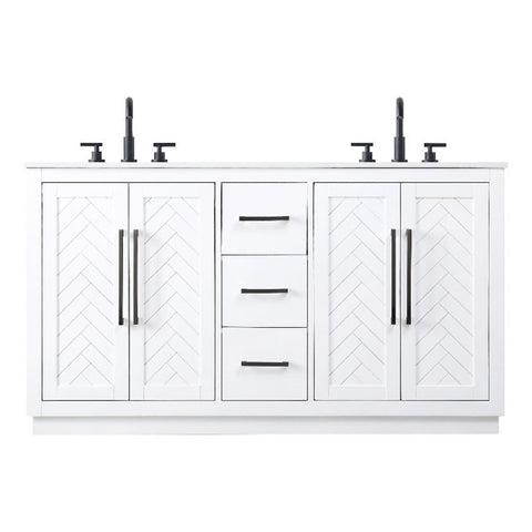 Elegant Kitchen and Bath 60" Double Bathroom Vanity in White