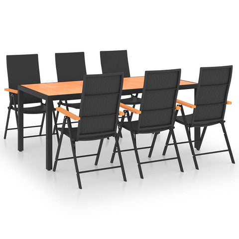vidaXL Patio Dining Set 7 Piece Garden Dinner Dinette Table Chair Balcony Backyard Terrace Outdoor Home Decor Seating Furniture Black and Brown