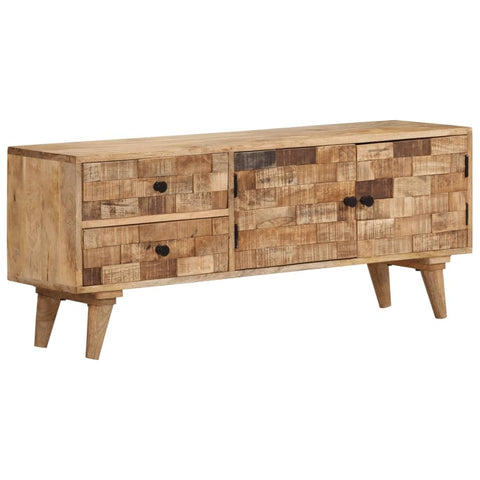 vidaXL TV Stand w/ 2 Drawers - Solid Mango Wood - Storage Media Unit - 43.3"x11.8"x17.7" - Natural Finish for Living Room/Bedsroom