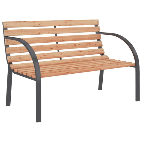 vidaXL Patio Bench - Classic 47.2-inch Wooden and Iron Outdoor Bench with Comfort Backrest and Armrests, Perfect for Garden and Patio