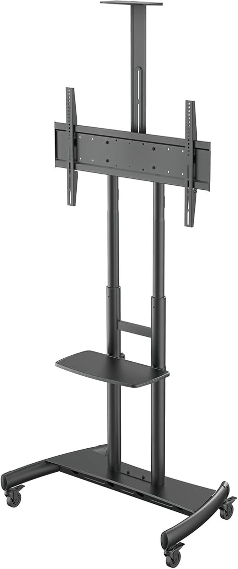 Kanto MTM86PL Height Adjustable Rolling TV Stand for most 55" - 86" TVs and Interactive Displays - Supports TVs up to 200lbs - Includes a top shelf and keyboard tray - Max VESA 800x500