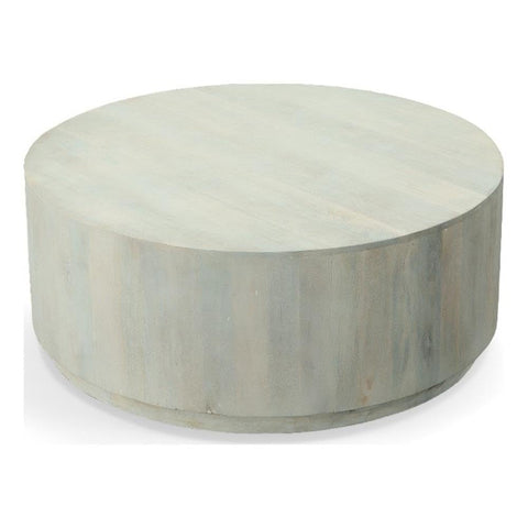 Tamia 42 in Round Wooden Coffee Table - Distressed White