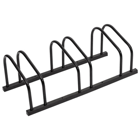 vidaXL Bike Rack, Versatile 3 Bike Floor Stand - Black Galvanized Steel, Anti-Theft Secure Ground Anchor, Space Saving Design, Easy Assembly