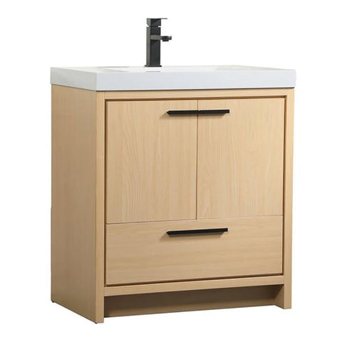 Elegant Decor Wyatt 30" Aluminum Alloy and MDF Single Bathroom Vanity in Maple