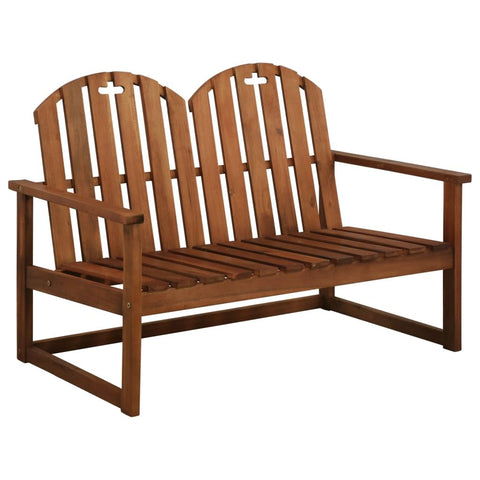 vidaXL Wooden Patio Bench, 43.3" Solid Acacia Wood, Outdoor Two-Seater Bench with Armrests and Backrest, Brown