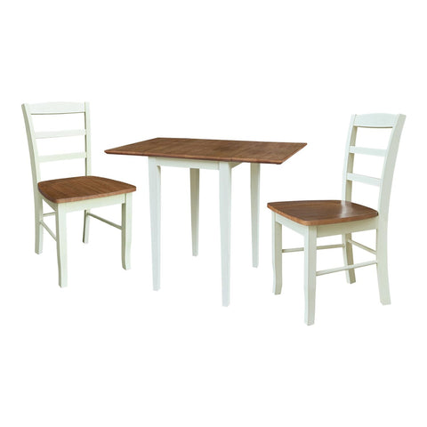 IC INTERNATIONAL CONCEPTS Small Dual Drop Leaf Dining Table with 2 Madrid LadderBack Chairs Multi Color