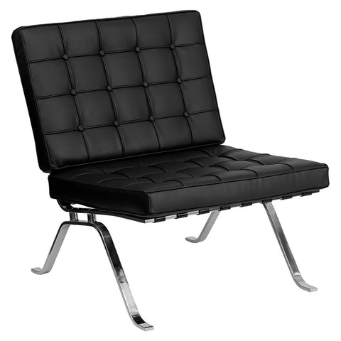 Flash Furniture Hercules Flash Series Black Leather Lounge Chair with Curved Legs