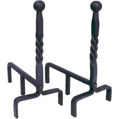 Oakestry Set of 2 Wrought Iron Fireplace Andirons Heavy-Duty Steel Firewood Holders with Ball End Design Fire-Resistant Durable Black Log Support for Indoor Hearth & Wood-Burning Fireplaces