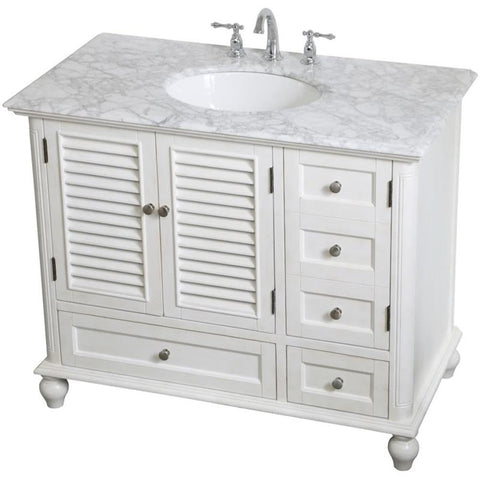 42 Inch Single Bathroom Vanity in Antique White