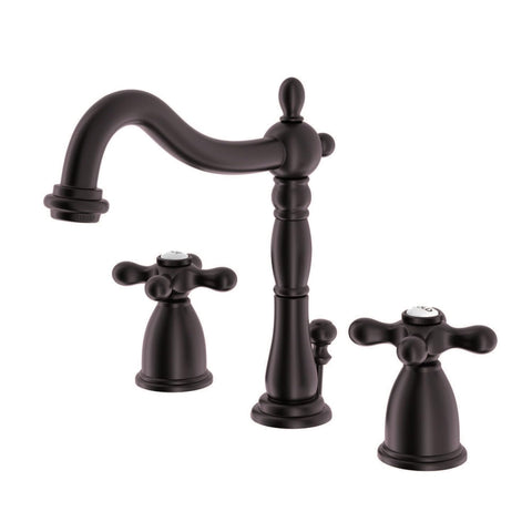 Kingston Brass KB1975AX Heritage Widespread Lavatory Faucet with Metal Cross Handle, Oil Rubbed Bronze,8-Inch Adjustable Center , Oil-Rubbed Bronze