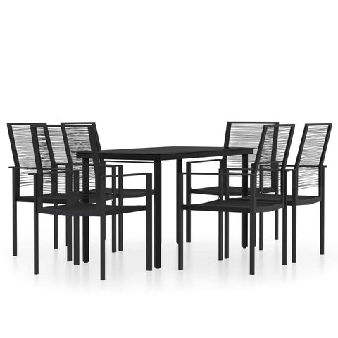 vidaXL Patio Dining Set 7 Piece Garden Outdoor Lawn Yard Terrace Balcony Dining Dinner Table and Chair Seat Seating Furniture Black