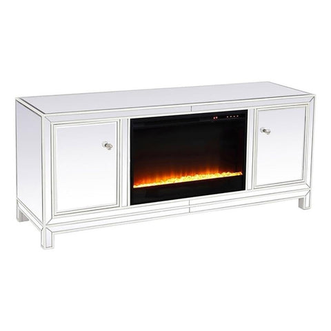 Elegant Decor Reflexion Wood TV Stand with Fireplace for TVs up to 55" in White