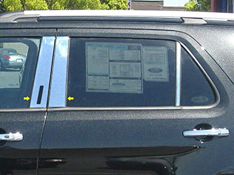 QAA is Compatible with 2011-2019 Ford Explorer 4 Piece Stainless Pillar Post Trim, Includes keyless Entry Touch pad PP51330